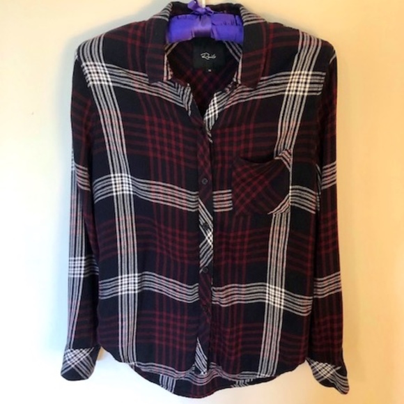 Rails Womens Hunter Plaid Long Sleeve Button Shirt, Black, Burgundy, Whi… - Picture 1 of 4
